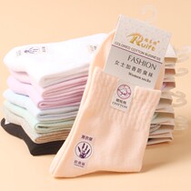 8 double full cotton middle cylinder pure pure color spring autummy winter ladies add fragrant pure color with long waist cotton socks lady cant afford the ball