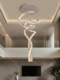 Villa Living Room with a Large Chandelier, Designer Light Luxury Art, Staircase, Duplex Building, Grand Crystal Streamer Chandelier