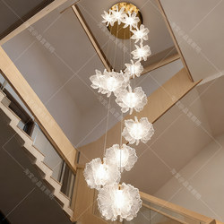 Staircase Chandelier Modern Minimalist Creative Personality High-End Feel Staircase Chandelier Villa Duplex Building Hollow Staircase Light