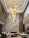 Large Chandelier for Duplex Loft Staircase Lighting, Light Luxury Villa Open-Air Mezzanine Living Room Lobby Ginkgo Leaf Art Chandelier