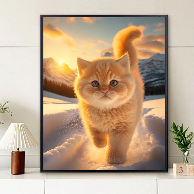 可爱猫咪数字油画diy高级感卡通动漫手绘涂色填充治愈减压油彩画