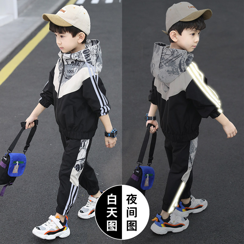 2022 New children's clothing boy Spring clothing suit CUHK Children's sports Spring and Autumn Shuai Yang sends two sets of Korean prints