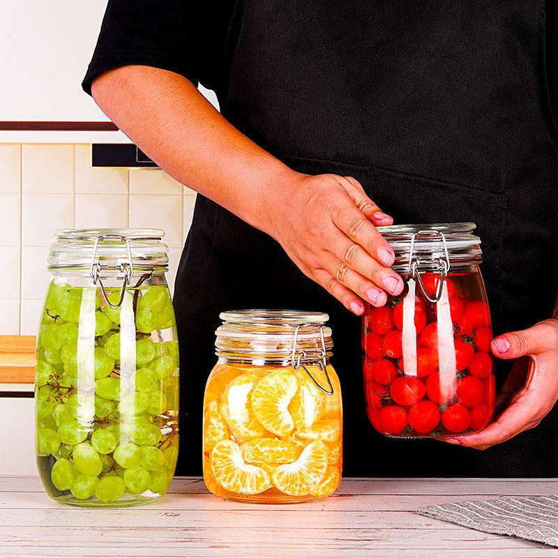 Glass bottle sealed jar with lid food household wine pickle jar fruit honey milk powder miscellaneous grain storage tank