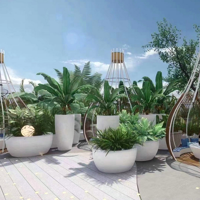 GRP Municipal Square Flower Box Mall Hotel School Outdoor Combined Flower Pot Garden Forest Landscape Decoration Flower Cylinder Instrumental-Taobao