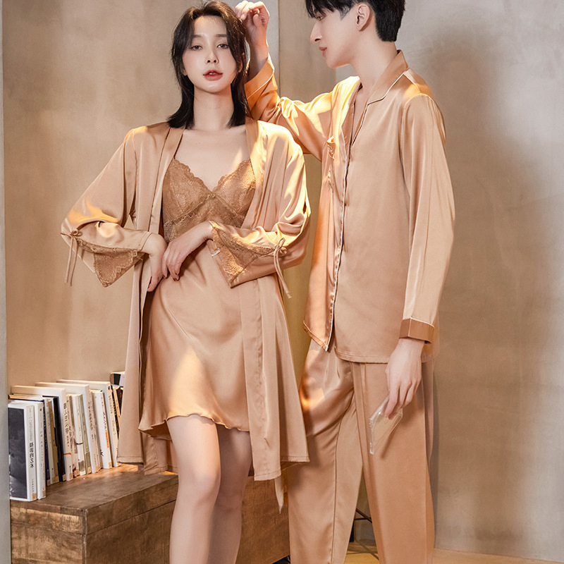 Couple's Pajamas, Feminine Summer Camisole Nightgown, 2026 New Silk Men's Ice Silk Spring and Autumn Loungewear