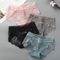 2022 new underpants female cotton crotch lace without mark and breathable mid-waist Korean version Summer sexy lady Triangle pants head