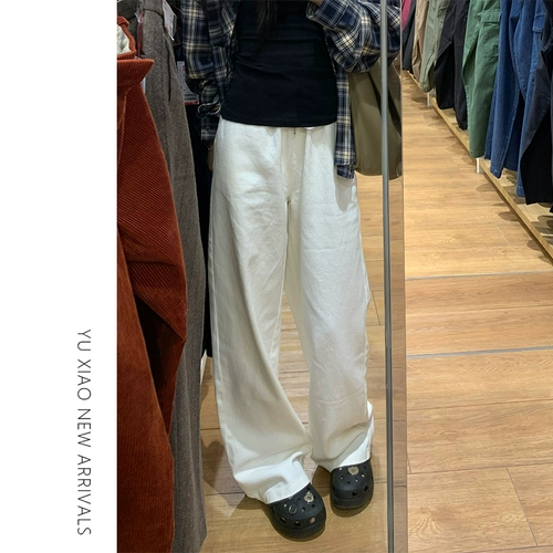 Белые спортивные летние штаны для отдыха, высокая талия, большой размер, свободный крой, для формы тела «груша»