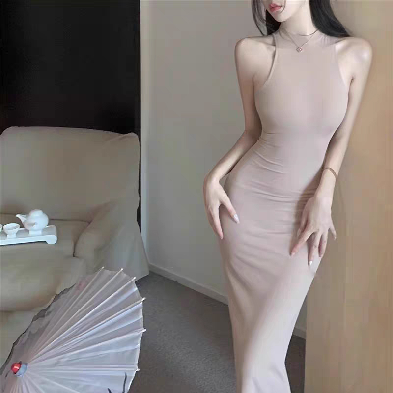 2026 Super Hot and Stunning Dress for Women, Pure and Sexy Style, Slim Fit, Extra-Long Floor-Length Halter Dress, Bodycon Dress