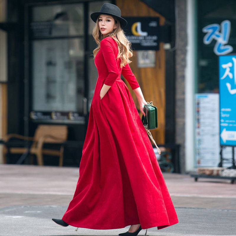 Spring Dress 2026 New Style Light Luxury High-End Feel Extra-Long Floor-Length Red Dress to the Ankle Ultra-Long Women's Clothing