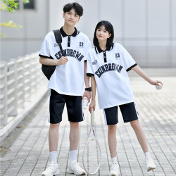 Primary School Graduation Uniform, College Style, Summer Korean Version, Letter Short-Sleeved T-Shirt Set, Junior High School Sixth Grade Uniform Shorts