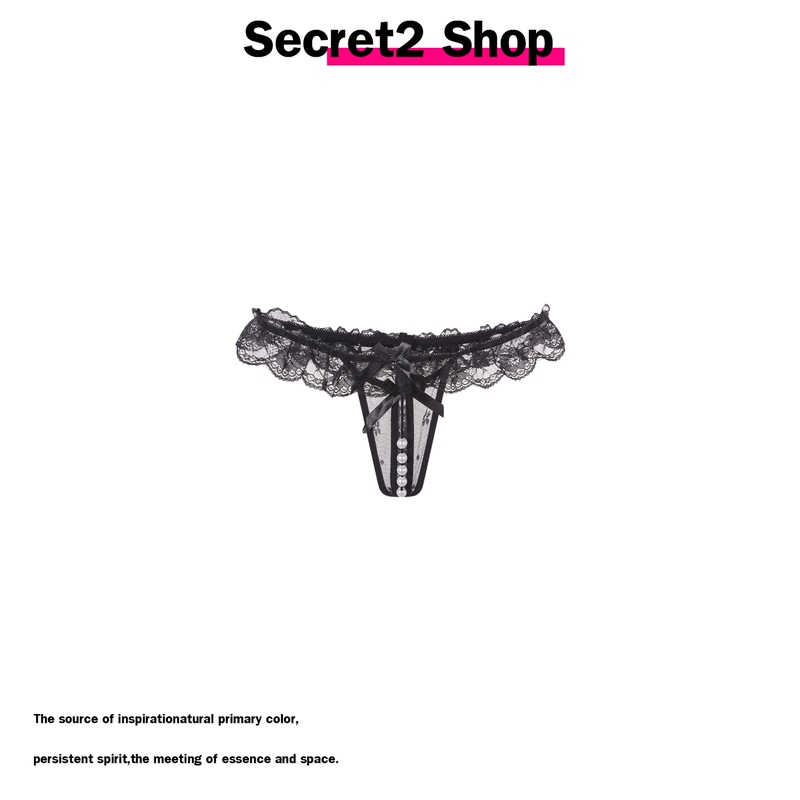 Secret2 Shop Sexy Lace Temptation Erotic Massage Pearl Bow No-Take-Off Hot Thong Panties