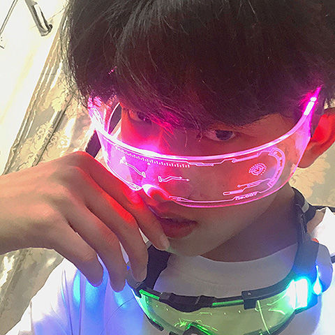 LED カラフルテクノロジーセンス発光ディスコビブラートバーナイトクラブメガネ女性サイバー写真雰囲気小道具男性トレンド