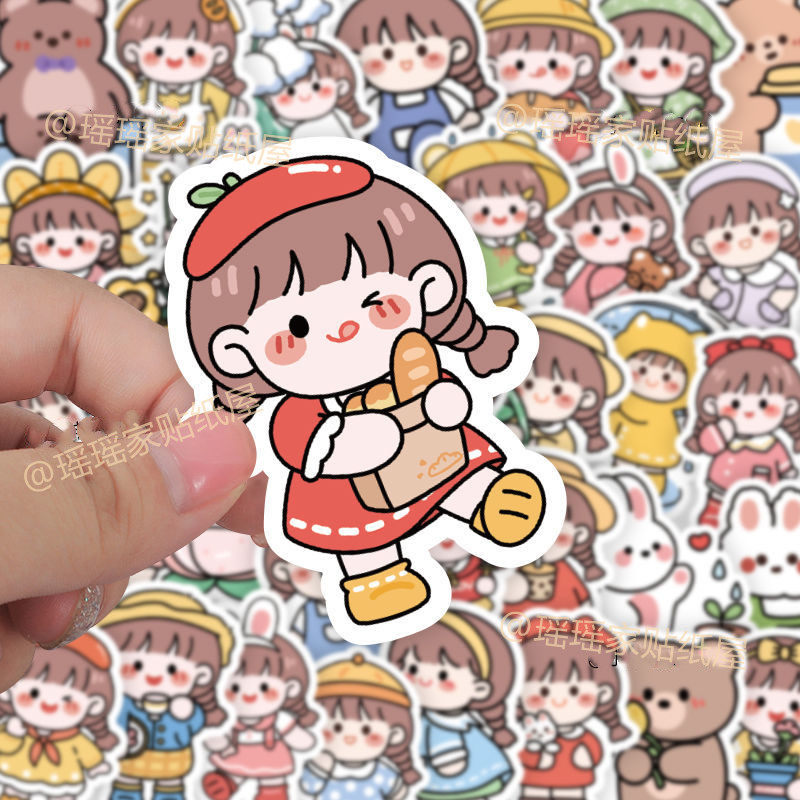 50 sheets not repeated waterproof tailoring handbill stickers DIY cartoon cute Korean version of young girl's heart decoration little sticker-Taobao