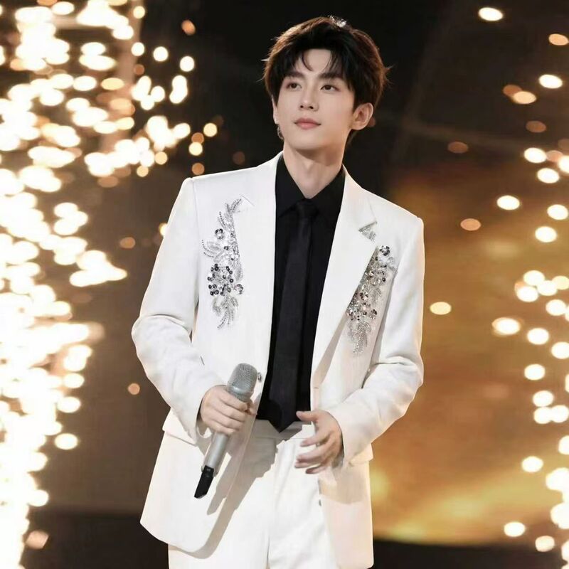 High-End Suit Jacket for Men, Celebrity Style, Heavy Sequin Embroidery Design, Stage Performance Suit Jacket High-End Suit Jacket for Men, Celebrity Style, Heavy Sequin Embroidery Design, Stage Performance Suit Jacket