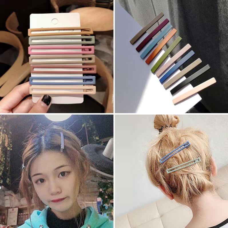 Rectangular leather hairclip simple hairclip Net red 2021 New Girl clip bangs clip