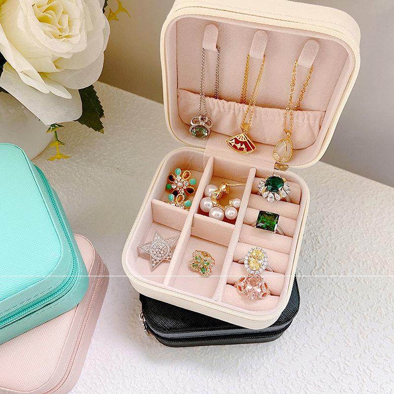 Jewelry Storage Box Net Red Portable Jewelry Bracelet Box European Princess Multifunctional Large Capacity Lattice Jewelry Box