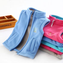 Childrens vest parent-child clothing baby spring and autumn wear inside and outside the big children plus velvet boys and girls adults polar fleece vest