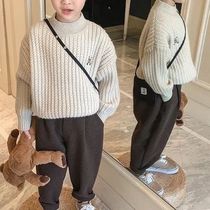 Boys sweaters thickened spring and autumn bears 2022 new medium and big childrens turtleneck pullover girls tops trend