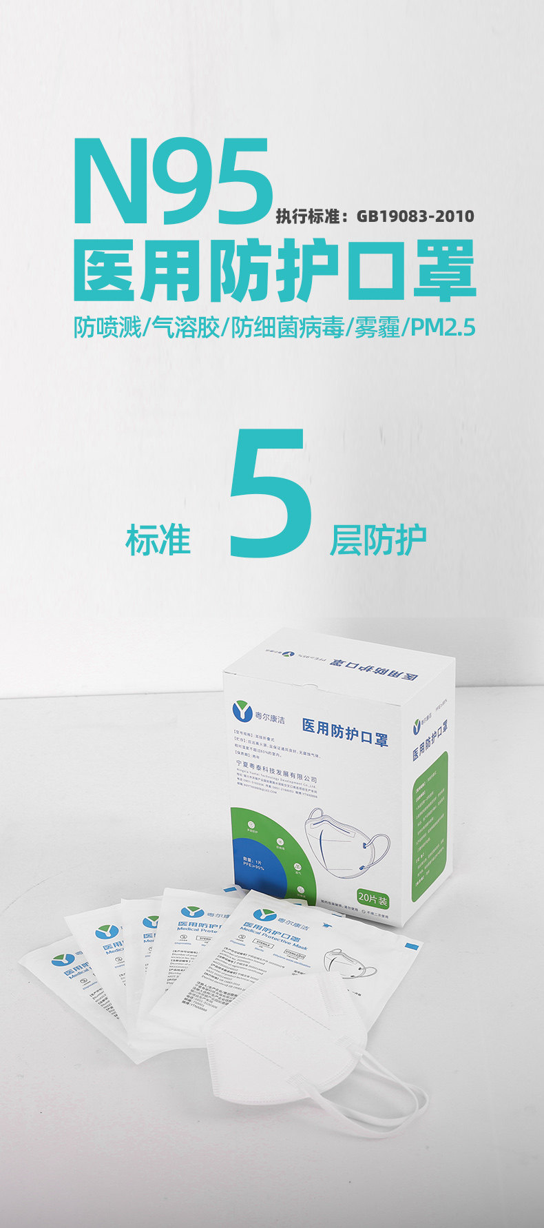 n95口罩 医用灭菌级独立包装 20只 图1