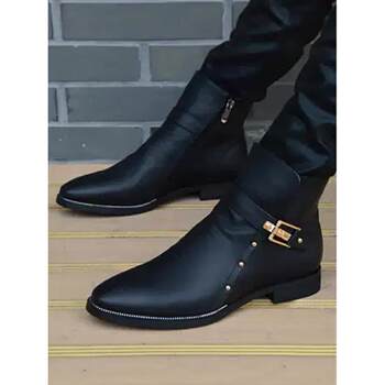 Genuine leather men's boots, autumn trendy martin boots, british short boots, workwear leather boots, high-top men's fashion korean leather shoes