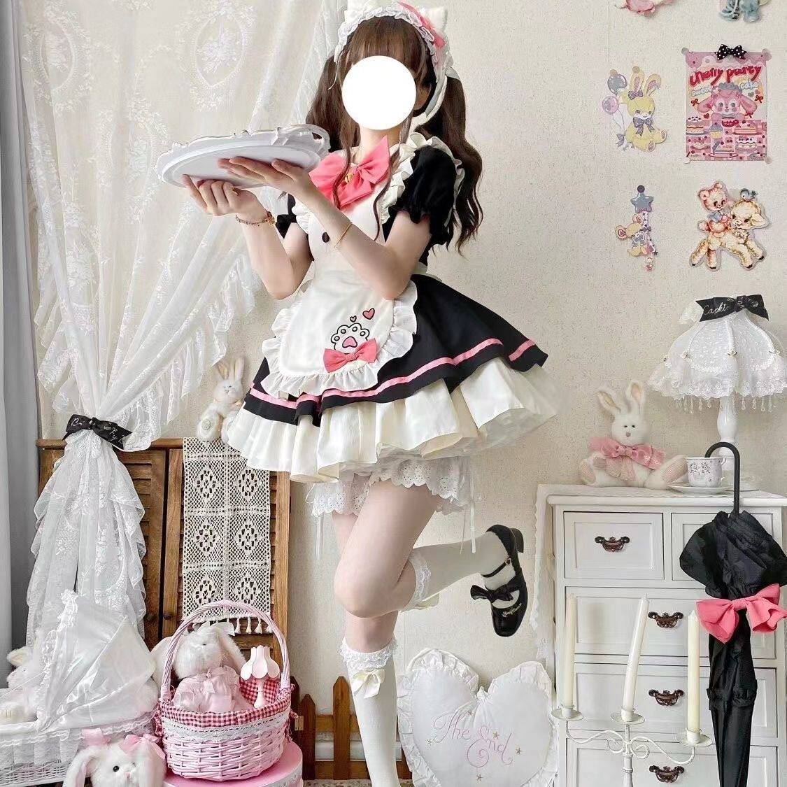 猫咪餐厅OP短女仆洛丽塔连衣裙,日系cos服太吸睛!_Cosplay女装_淘宝游戏网