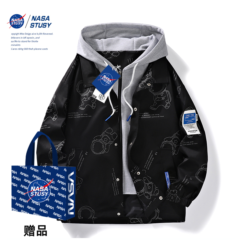 Nasa Stusy American Retro 2026 Spring and Autumn New Men's Faux Two-Piece Work Jacket High-End Coat