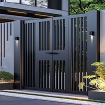Courtyard gate modern aluminum art entrance garden door stainless steel patio door iron art smart villa yard double door