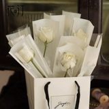 Прозрачный мешок с одним цветком на День святого Валентина, золотой треугольный одиночный мешок, один цветок, ручной работы, букет, упаковочная бумага, материал