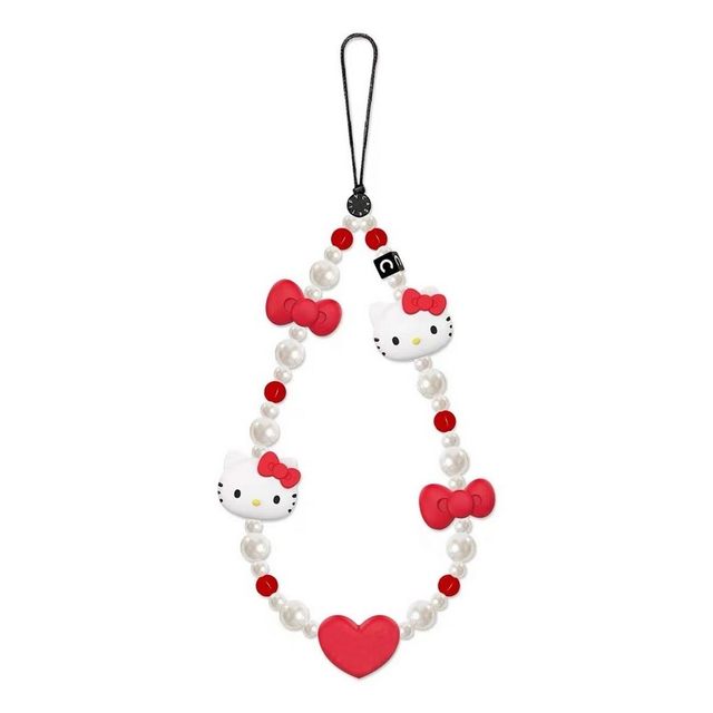 Sanrio kitty cat mobile phone chain handmade bead pendant short mobile phone lanyard original hanging chain high-end female ccd camera chain cartoon cute earphone pendant portable anti-fall trendy brand