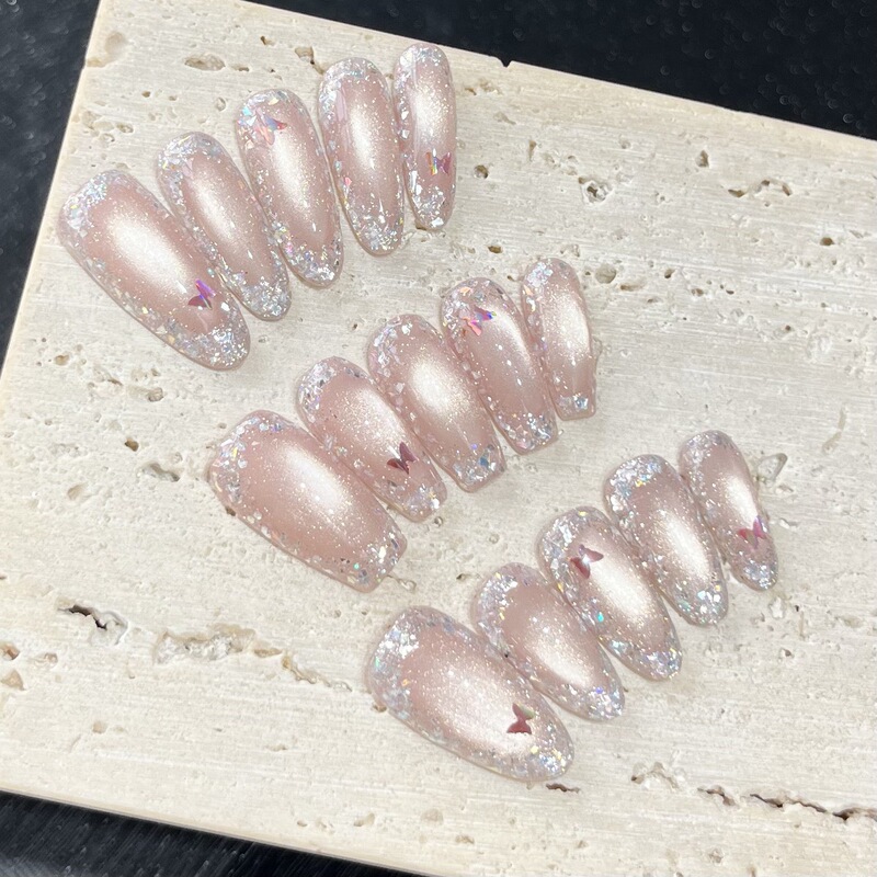 【Monet's Garden】Buccellati Pink Butterfly Cat Eye Manicure Wearable Nails Handmade Phototherapy Nail Stickers 【Monet's Garden】Buccellati Pink Butterfly Cat Eye Manicure Wearable Nails Handmade Phototherapy Nail Stickers