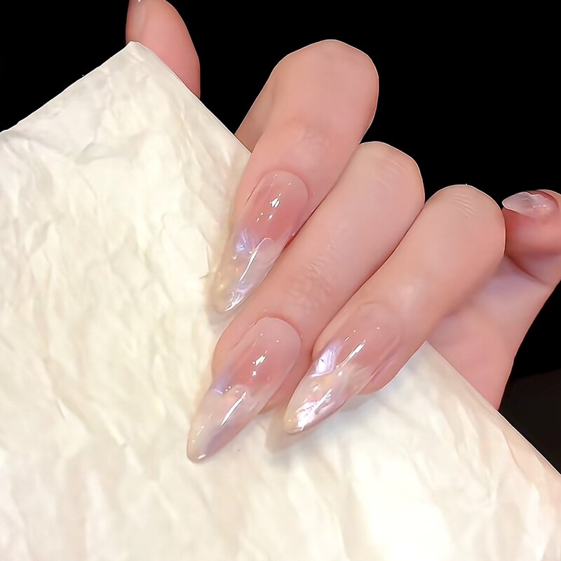 【Flowing Light】Purple Acetate Gradient Cat Eye Handmade Wearable Nail Art Patch Fake Nails with a High-End Feel 【Flowing Light】Purple Acetate Gradient Cat Eye Handmade Wearable Nail Art Patch Fake Nails with a High-End Feel