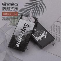 Tide brand cigarette case 20 pack cigarette case men and women cigarette case automatic play creative personality tide portable aluminum alloy metal