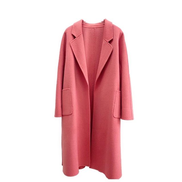 Xu Dake's Australian cedar pink woolen two-sided woolen zero cashmere coat Women's mid-length 2022 ເສື້ອຍືດຊັ້ນສູງໃຫມ່ 2022