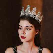 European and American retro atmosphere bridal crown jewelry light luxury palace crystal crown hair accessories ruby ​​alloy large crown