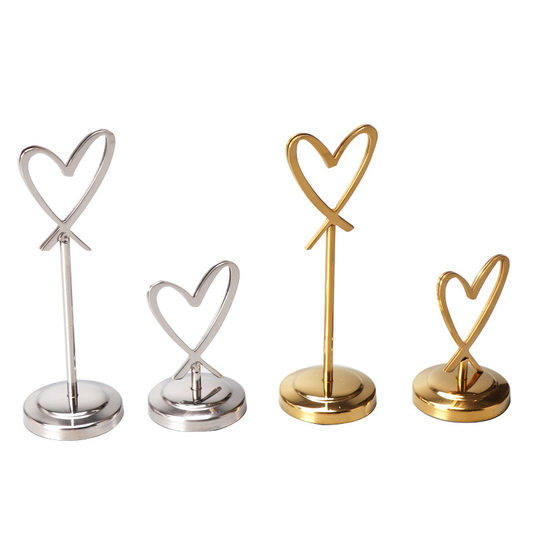 Stainless Steel Table Number Holder, Heart-Shaped Dining Table Sign, Seat Number Clip, Number Holder, Wedding Table Sign, Business Card Holder, Solid