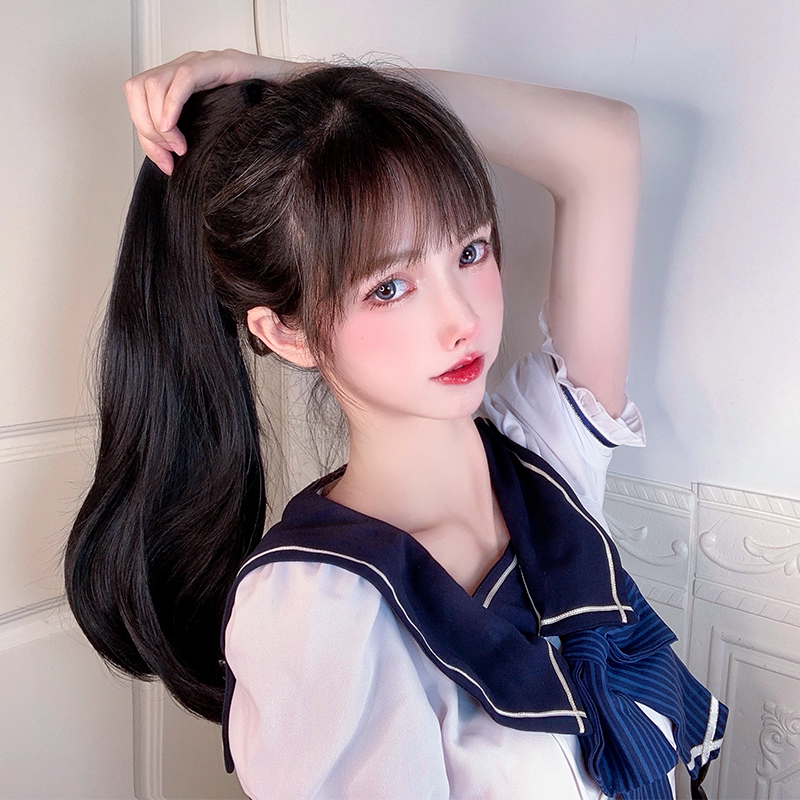 Ponytail wig female long hair simulation hair high ponytail micro-roll net red fake ponytail clip big wave summer natural curly hair