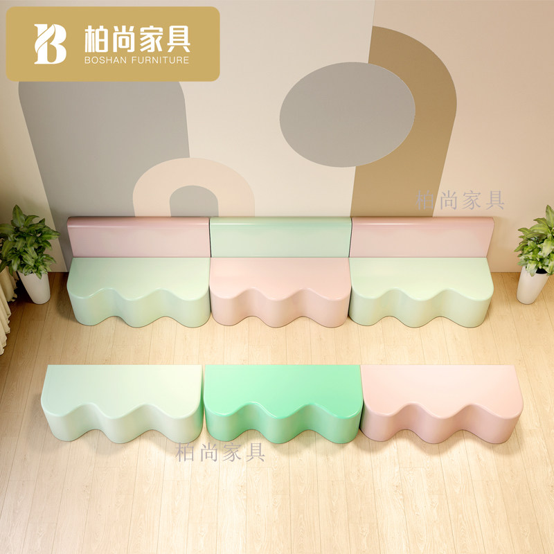 Kindergarten early education center training institution parents and children rest waiting area wave sofa stool soft bag stool