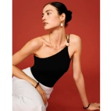 Черный эластичный мяч с бусинами, майка топ, эффект подтяжки, в обтяжку, по фигуре