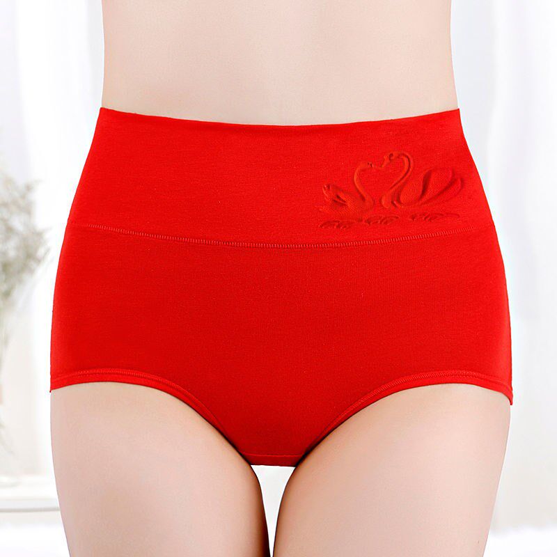 Red bean high-quality good goods 5 sets of underwear women's cotton adult high-waisted belly-lifting buttocks red ladies shorts