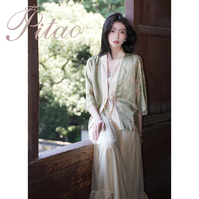 Dubaipipao Original [Nanfeng Valley] New Chinese Style Summer Retro Jacquard Exquisite Mulberry Silk Cardigan Jacket
