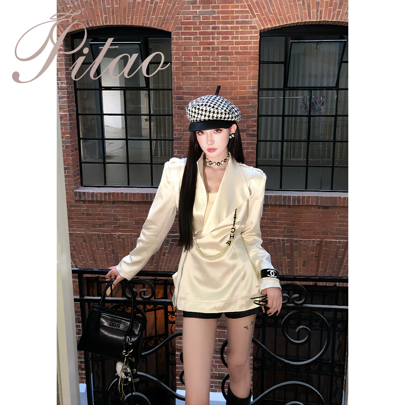 Dubaipipao Original "Miranda" Spring Women's Designer Commuting Motorcycle Style Acetate Fashion Jacket