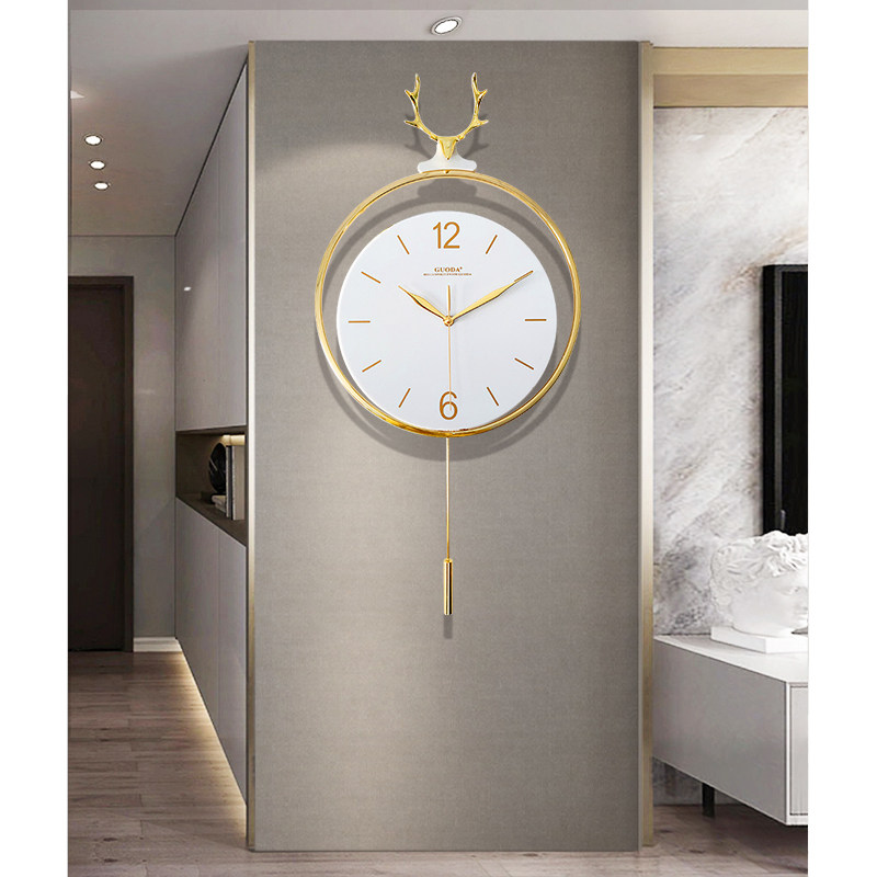 Nordic deer head clock mounted clock in modern living room home clock background wall decorated clock restaurant luxury clock