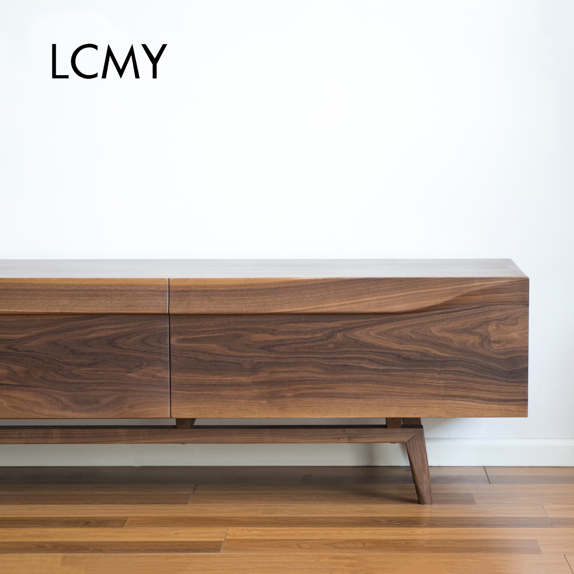Luoxia TV cabinet] original design Nordic TV cabinet whole board black walnut modern simplicity ◄ look at spring wood industry