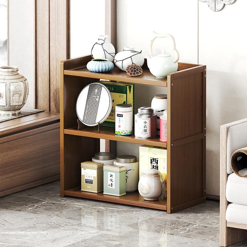 Mobile tea cabinet rack solid wood tea set living room tea table table side cabinet tea storage layer shelf display storage cabinet