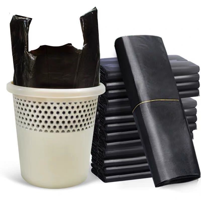 Black garbage bag thickened household portable vest type medium and large kitchen powder room disposable plastic bag