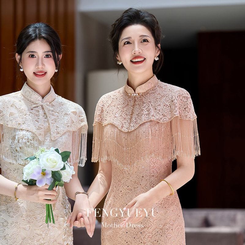 Fengyueyu Mother's Wedding Banquet Dress 2026 New High-End Elegant Dress Young Mother-In-Law Outfit Light Luxury Cheongsam Fengyueyu Mother's Wedding Banquet Dress 2026 New High-End Elegant Dress Young Mother-In-Law Outfit Light Luxury Cheongsam