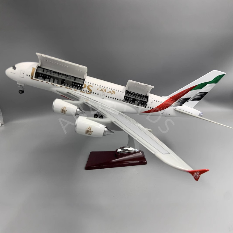 Emirates A380 Cabin Perspective Model Emirates Airlines A380 Aircraft Model with Lights Passenger Plane Model Ornament