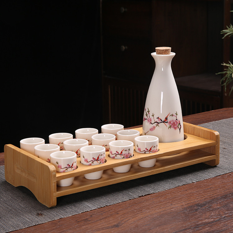 Ликер Cup 白酒杯酒具组套日式陶瓷分酒器家用黄酒杯彷古酒壶小酒盅带收纳层架