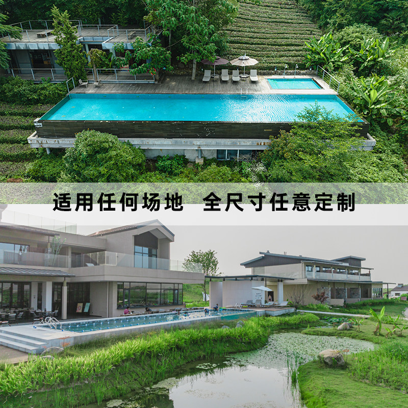 户外钢结构游泳池:移动玻璃泳池定制,民宿酒店泳池新潮流,亚克力无边际泳池引领风尚-游泳池-淘宝百科网