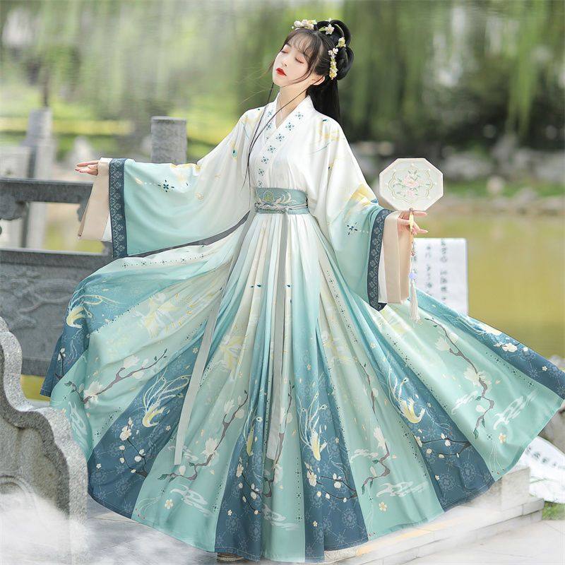 原创正品【凤倾】晋制汉服女中国风交领齐腰襦裙白菜春夏款